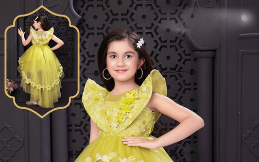 Yellow Princess High-Low Ruffle Party Dress
