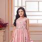 Pink Mirror-Embellished Geometric Lehenga Gown Set