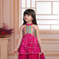 Rani Pink Halter Top with Pleated Sharara & Multicolor Embroidery