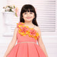 Tomato One-Shoulder 3D Floral Party Dress