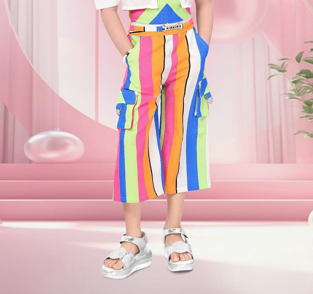 White Rainbow Striped Party Glam Jumpsuit