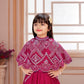 Rani Pink Girls’ Embroidered Cape Gown Set