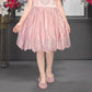 Pink Girls’ Shimmer Party Dress with Embellished Cape Sleeves