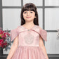 Pink Girls’ Shimmer Party Dress with Embellished Cape Sleeves