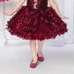 Maroon Girls’ Sequin Bodice Party Dress with Textured Petal Skirt