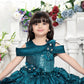 Teal Blue Cold-Shoulder Sequined Party Dress