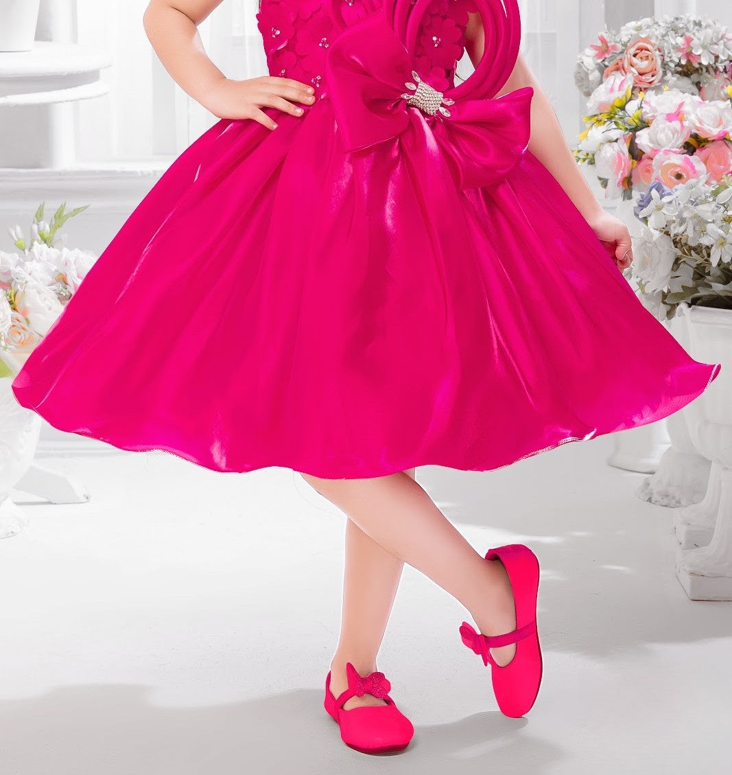 Rani Pink Petal Party Dress with Statement Bow