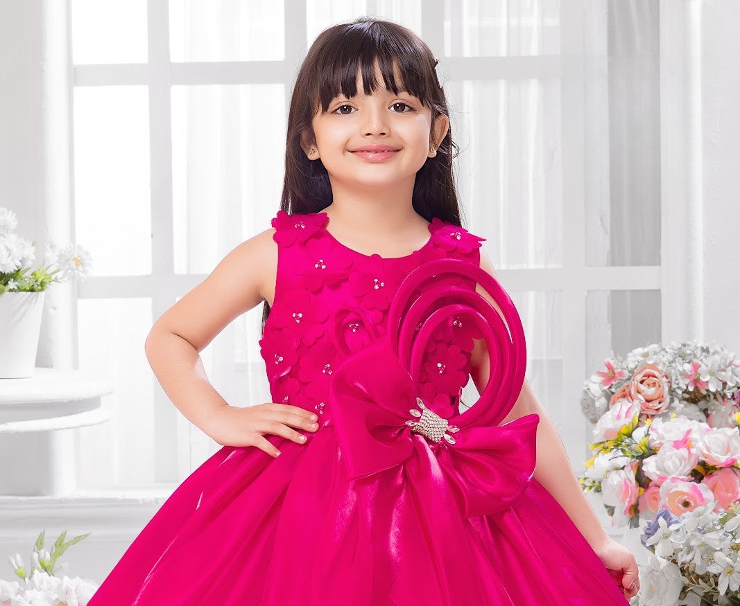 Rani Pink Petal Party Dress with Statement Bow