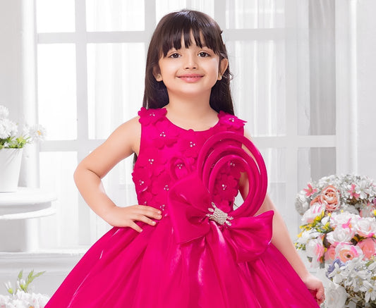 Rani Pink Petal Party Dress with Statement Bow
