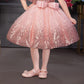 Peach Glitter Princess Dress with Dramatic Ruffle Sleeve
