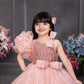 Peach Glitter Princess Dress with Dramatic Ruffle Sleeve
