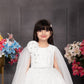 White Cape Gown with Embellished Shoulder Flower