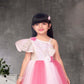 Pink Ombre One-Shoulder Gown with Flared Net Skirt