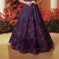 Plum Girls’ One-Shoulder Sequin Embroidered Gown with Floral Ruffle