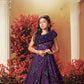 Plum Girls’ One-Shoulder Sequin Embroidered Gown with Floral Ruffle