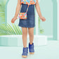 Multicolor Floral Halter Top & Denim Skirt Dress Set with Mini Sling