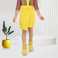 Yellow Belted Dress with Multicolor Striped Jacket