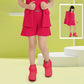 Red Sleeveless Top & Shorts Set with Matching Waistcoat