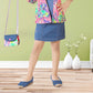 Blue Denim Dress with Multicolor Floral Blazer & Sling Bag