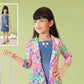 Blue Denim Dress with Multicolor Floral Blazer & Sling Bag