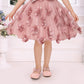 Pink Girls' 3D Floral Appliqué Party Dress