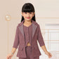 Maroon Blazer Co-ord Set with Embellished Lapel for Girls
