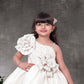 Cream One-Shoulder Designer Party Dress