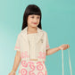 Beige & Pink Floral Co-ord Set with Mini Sling Bag for Girls