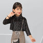 Black & Gold Metallic Co-ord Party Set for Girls