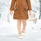 Rust Brown Corduroy Winter Dress with Floral Pocket Detailing