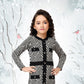 Black & White Geometric Winter Button-Front Dress