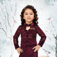 Wine Maroon Velvet Sequin Co-Ord Set for Girls