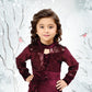 Maroon Velvet Sequin Pleated Dress for Girls