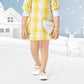 Yellow Checked Layered Shirt Dress for Girls