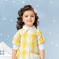 Yellow Checked Layered Shirt Dress for Girls