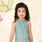 Sea Green Girls’ Sleeveless Gathered Party Dress