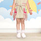 Beige Girls’ Sleeveless Utility Dress with Crochet Fringe Detail