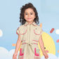Beige Girls’ Sleeveless Utility Dress with Crochet Fringe Detail