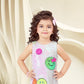 White Multicolour Girls’ Sequin Smiley Shift Dress