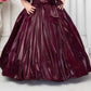 Wine Sequin One-Shoulder Gown