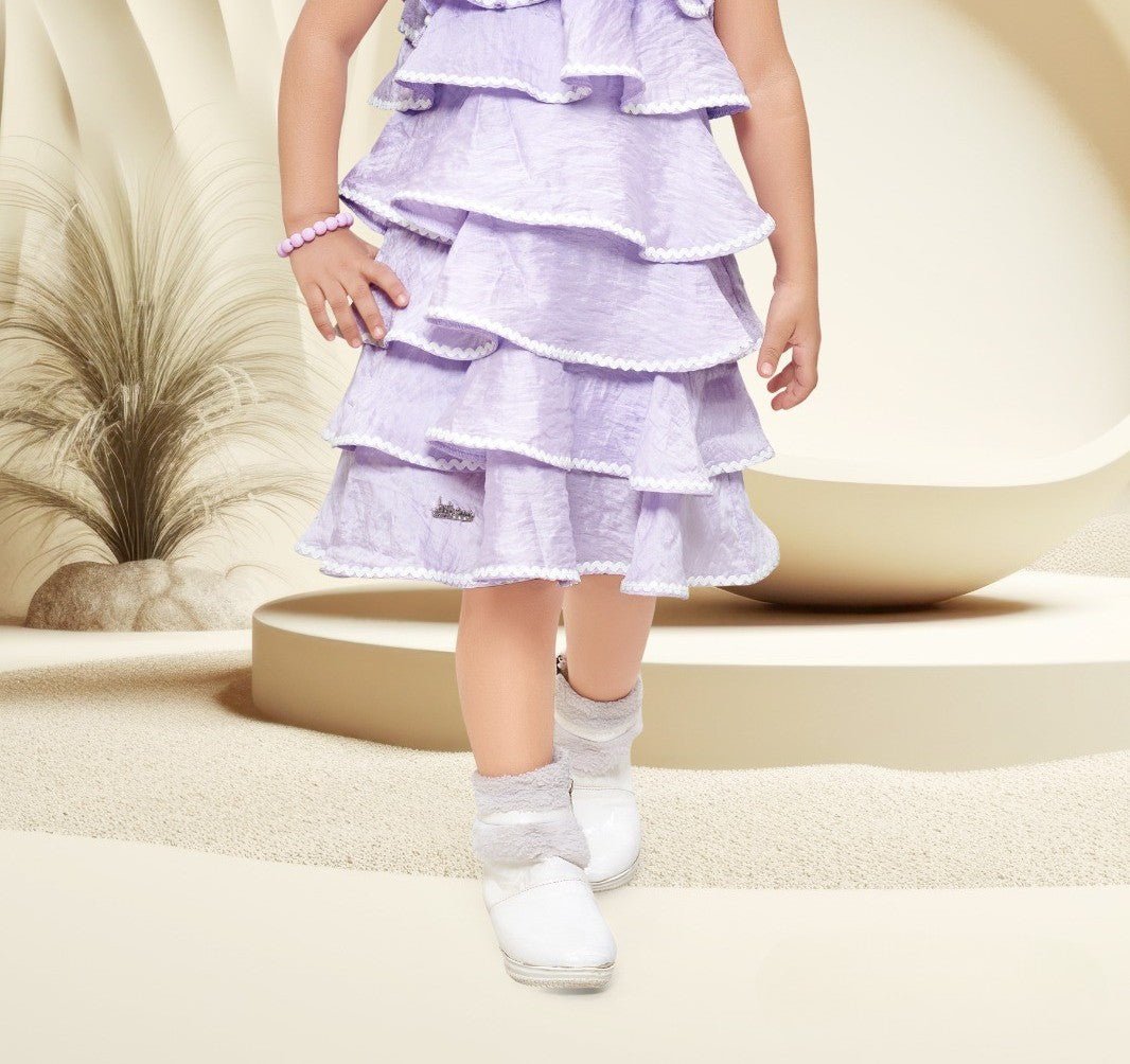 Lavender Girls’ Layered Ruffle Party Dress