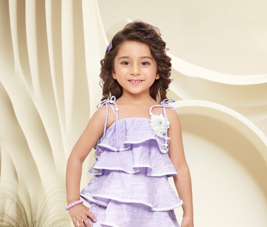 Lavender Girls’ Layered Ruffle Party Dress