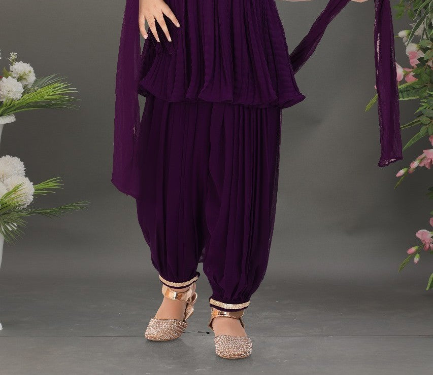 Purple Glam Party Dhoti Set