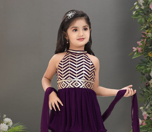 Purple Glam Party Dhoti Set