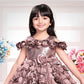 Onion Pink 3D Rose Bloom Party Dress