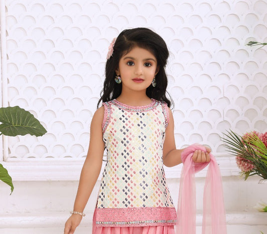 Pink Party Sparkle Patiala Dhoti Set
