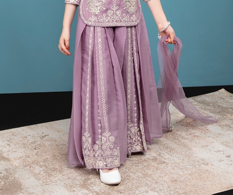 Lavender Celebration Embroidered Sharara Set