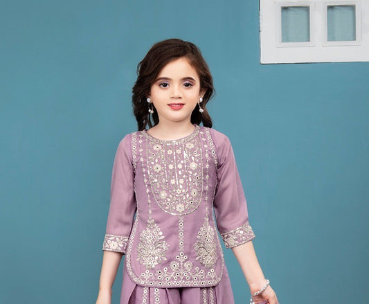 Lavender Celebration Embroidered Sharara Set