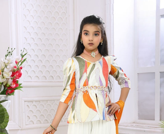 Cream & Multicolor Glam Party Dhoti Set