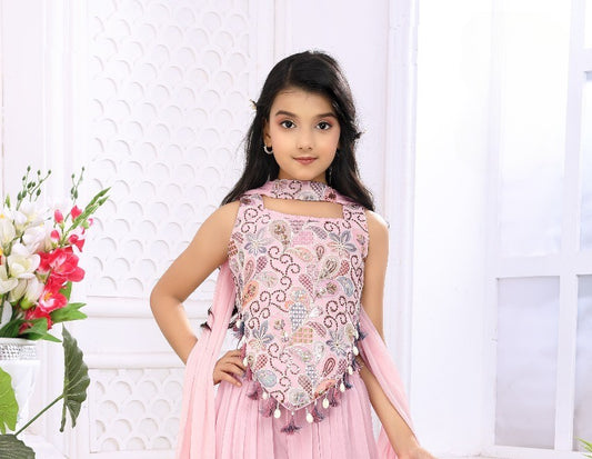 Pink Celebration Embroidered Dhoti Set